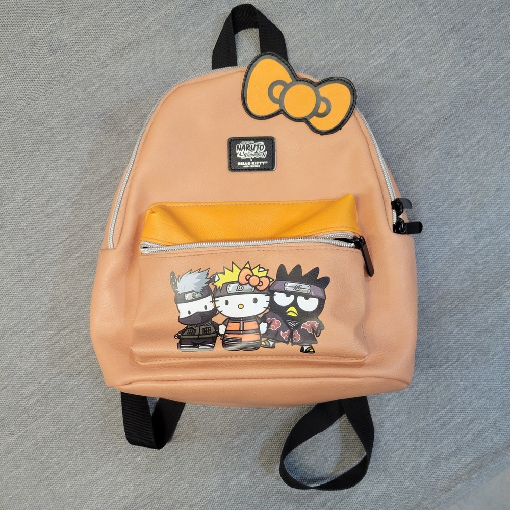 Naruto Shippuden x Hello Kitty and Friends Mini Backpack Peach Orange *Flaw*